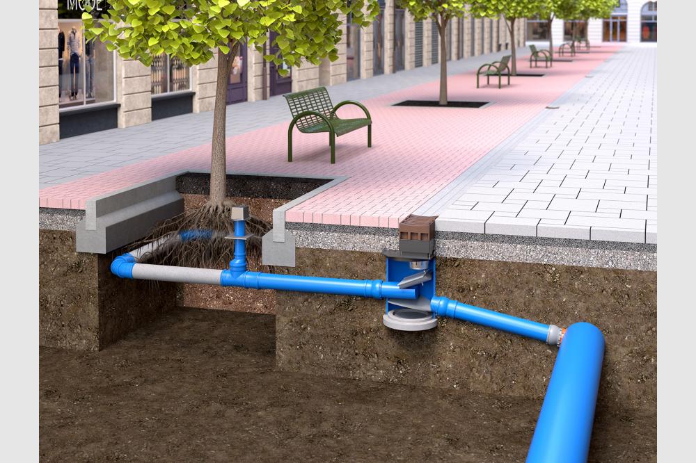 Passive Bewässerung von Baumstandorten